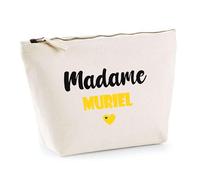 Trousse Madame Muriel - Pouch - Idée Trousse Toilette Maquillage Cadeau Anniversaire Fête Original Famille Travail Départ Collègue Retraite (Jaune)
