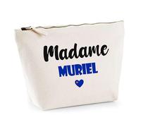 Trousse Madame Muriel - Pouch - Idée Trousse Toilette Maquillage Cadeau Anniversaire Fête Original Famille Travail Départ Collègue Retraite (Bleu)