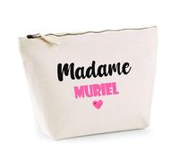 Trousse Madame Muriel - Pouch - Idée Trousse Toilette Maquillage Cadeau Anniversaire Fête Original Famille Travail Départ Collègue Retraite (Rose)