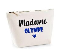 Trousse Madame Olympe - Pouch - Idée Trousse Toilette Maquillage Cadeau Anniversaire Fête Original Famille Travail Départ Collègue Retraite (Bleu)
