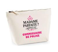 Trousse Madame Parfaite Commissaire de Police - Pouch Case - Idée Trousse Rangement Cadeau Anniversaire Fête Original Famille Travail Départ Collègue Retraite Noël.