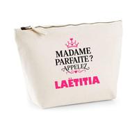 Trousse Madame Parfaite Laetitia - Pouch Case - Idée Trousse Rangement Cadeau Anniversaire Fête Original Famille Travail Départ Collègue Retraite Noël.