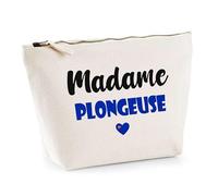 Trousse Madame Plongeuse - Pouch - Idée Trousse Toilette Maquillage Cadeau Anniversaire Fête Original Famille Travail Départ Collègue Retraite (Bleu)