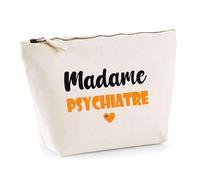 Trousse Madame Psychiatre - Pouch - Idée Trousse Toilette Maquillage Cadeau Anniversaire Fête Original Famille Travail Départ Collègue Retraite (Orange)