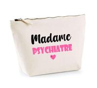 Trousse Madame Psychiatre - Pouch - Idée Trousse Toilette Maquillage Cadeau Anniversaire Fête Original Famille Travail Départ Collègue Retraite (Rose)