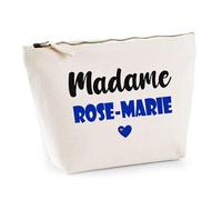 Trousse Madame Rose-Marie - Pouch - Idée Trousse Toilette Maquillage Cadeau Anniversaire Fête Original Famille Travail Départ Collègue Retraite (Bleu)