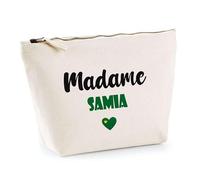 Trousse Madame Samia - Pouch - Idée Trousse Toilette Maquillage Cadeau Anniversaire Fête Original Famille Travail Départ Collègue Retraite (Vert)