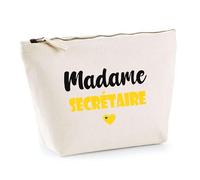 Trousse Madame Secrétaire - Pouch - Idée Trousse Toilette Maquillage Cadeau Anniversaire Fête Original Famille Travail Départ Collègue Retraite (Jaune)