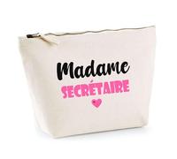 Trousse Madame Secrétaire - Pouch - Idée Trousse Toilette Maquillage Cadeau Anniversaire Fête Original Famille Travail Départ Collègue Retraite (Rose)