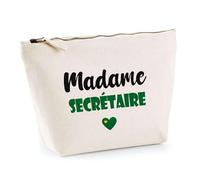 Trousse Madame Secrétaire - Pouch - Idée Trousse Toilette Maquillage Cadeau Anniversaire Fête Original Famille Travail Départ Collègue Retraite (Vert)