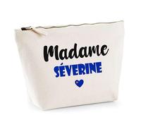 Trousse Madame Séverine - Pouch - Idée Trousse Toilette Maquillage Cadeau Anniversaire Fête Original Famille Travail Départ Collègue Retraite (Bleu)