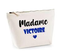 Trousse Madame Victoire - Pouch - Idée Trousse Toilette Maquillage Cadeau Anniversaire Fête Original Famille Travail Départ Collègue Retraite (Bleu)