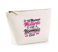 Trousse Maman Motarde Plus Cool | Pochette Toilette Maquillage | Idée Cadeau Mère Humour Original Noël Anniversaire Fête des Mères Famille Amour Naissance Retraite