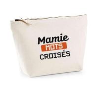 Trousse Mamie Mots croisés | Pouch | Idée Pochette Toilette Maquillage Transport Cadeau Anniversaire Fête Original Famille Travail Départ Collègue Retraite