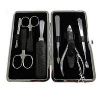 Trousse manucure 7p cuir 2 Ciseaux,Lime,2 Pinces,2 Cuticules acier Solingen ERBE