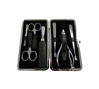 Trousse manucure 7p cuir 2 Ciseaux,Lime,2 Pinces,2 Cuticules acier Solingen ERBE