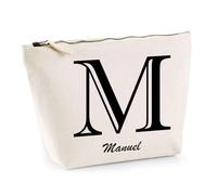 Trousse Manuel Lettre Chic | Pochette Toilette Maquillage | Idée Cadeau Prénom pour Cuisinier Barbecue Jardinage Oncle Parrain Beau Papa Collègue Départ Retraite Noël