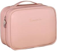 Trousse Maquillage 3 En 1 Avec Organisateur De Pinceaux Amovible Trousses De Maquillage En Cuir Pu Souple Grande Trousse De Toilette Femme Et Organisateur De Voyage (Rose)