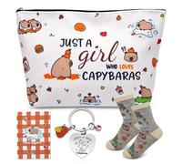 Trousse Maquillage Capybara, 4 Pcs Set Cadeau Capybara Femme, Capybaras Trousse Maquillage, Idée Cadeau Capybara, Porte-clés Capybara, Makeup Pouch Women Girls