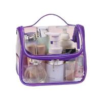 Trousse Maquillage Cosmetic Bags Clear PVC Zipper Bag Women Beauty Makeup Organizer Transparent Travel Pouch Toiletry Wash Storage Organizer(Purple)