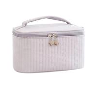 Trousse Maquillage Makeup Bags for Women Travel Toiletry Cute Cases Bag Portable Solid Color Organizer Box Cosmetic Neceser PU Leather(Gray)