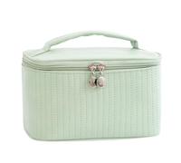 Trousse Maquillage Makeup Bags for Women Travel Toiletry Cute Cases Bag Portable Solid Color Organizer Box Cosmetic Neceser PU Leather(Green)