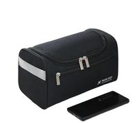 Trousse Maquillage Men Vintage Luxury Toiletry Bag Travel Necessary Business Cosmetic Makeup Cases Male Hanging Storage Organizer Wash Bags(Black)