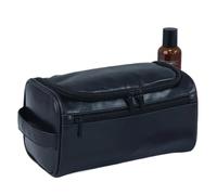 Trousse Maquillage Men Vintage Luxury Toiletry Bag Travel Necessary Business Cosmetic Makeup Cases Male Hanging Storage Organizer Wash Bags(Black-PU)