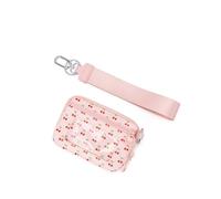 Trousse Maquillage Portefeuille Compact RFID for Femme, Design Pratique, idéal for l'extérieur, avec dragonne et Fermeture éclair, Poche for pièces de Monnaie Voyage(Cherry)