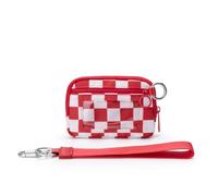 Trousse Maquillage Portefeuille Compact RFID for Femme, Design Pratique, idéal for l'extérieur, avec dragonne et Fermeture éclair, Poche for pièces de Monnaie Voyage(Red Plaid)