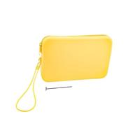 Trousse Maquillage Small Square Silicone Cosmetic Storage Bag Large Capacity Travel Makeup Brush Holder Portable Cosmetic Waterproof Organizer(Yellow)