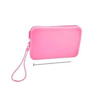 Trousse Maquillage Small Square Silicone Cosmetic Storage Bag Large Capacity Travel Makeup Brush Holder Portable Cosmetic Waterproof Organizer(Rose Red)