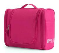 Trousse Maquillage Travel Wash Bag Large Capacity Cosmetic Pouch Water Repellent Portable Sort Storage Multifunctional Suspension Bathing(Rose Red)