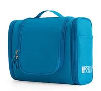 Trousse Maquillage Travel Wash Bag Large Capacity Cosmetic Pouch Water Repellent Portable Sort Storage Multifunctional Suspension Bathing(Blue)