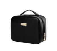 Trousse Maquillage Trousse à Maquillage carrée Multicouche, Trousse de Maquillage de Voyage en PU imperméable Trousse De Maquillage(Black)