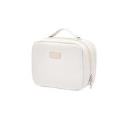 Trousse Maquillage Trousse à Maquillage carrée Multicouche, Trousse de Maquillage de Voyage en PU imperméable Trousse De Maquillage(White)