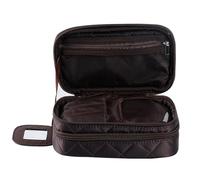 Trousse Maquillage Trousse de Maquillage à Petite Grille, 2 Couches, Sacs de Rangement for cosmétiques, Sacs de Voyage Portables for Femmes, Lavage Essentiel(Coffee,23x14x10cm)