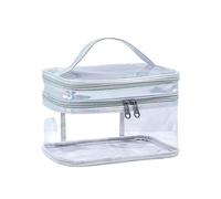 Trousse Maquillage Trousse de Maquillage Transparente Grande capacité séparation sèche et Humide Sac étanche Sac de Rangement de cosmétiques de Voyage Portable Trousse De Maquillage(Silver)