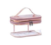 Trousse Maquillage Trousse de Maquillage Transparente Grande capacité séparation sèche et Humide Sac étanche Sac de Rangement de cosmétiques de Voyage Portable Trousse De Maquillage(Pink)