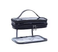 Trousse Maquillage Trousse de Maquillage Transparente Grande capacité séparation sèche et Humide Sac étanche Sac de Rangement de cosmétiques de Voyage Portable Trousse De Maquillage(Black)