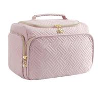 Trousse Maquillage Trousse de Toilette matelassée, Portable et étanche, idéale for Ranger Vos cosmétiques et Vos Produits de Soins de la Peau. Voyage(Roze)