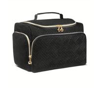 Trousse Maquillage Trousse de Toilette matelassée, Portable et étanche, idéale for Ranger Vos cosmétiques et Vos Produits de Soins de la Peau. Voyage(Black Garland)