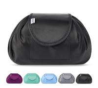 Trousse Maquillage Voyage à Cordon, Trousse de Toilette Femme & Fille Pliable étanche avec Poche zippée, Organisation One-Step pour cosmétiques 57 cm Vavabox (Noir Clair)