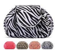 Trousse Maquillage Voyage à Cordon, Trousse de Toilette Femme & Fille Pliable étanche avec Poche zippée, Organisation One-Step pour cosmétiques Vavabox (Zebra)