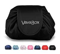Trousse Maquillage Voyage à Cordon, Trousse de Toilette Femme & Fille Pliable étanche avec Poche zippée, Organisation One-Step pour cosmétiques 57 cm Vavabox (Noir)