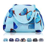 Trousse Maquillage Voyage à Cordon, Trousse de Toilette Femme & Fille Pliable étanche avec Poche zippée, Organisation One-Step pour cosmétiques 57 cm Vavabox (Papillon)