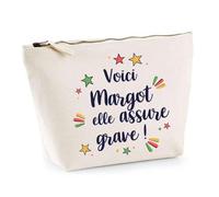 Trousse Margot Elle Assure Grave ! | Pochette Maquillage Make-up Toilette Cadeau Fête des Mères Anniversaire Soeur Noël Tata Marraine
