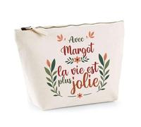 Trousse Margot la Vie est Plus Jolie | Pochette Maquillage Make-up Toilette Cadeau Fête des Mères Anniversaire Soeur Noël Tata Marraine