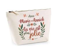 Trousse Marie-Annick la Vie est Plus Jolie | Pochette Maquillage Make-up Toilette Cadeau Fête des Mères Anniversaire Soeur Noël Tata Marraine