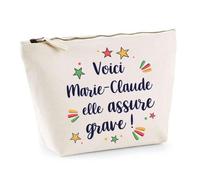 Trousse Marie-Claude Elle Assure Grave ! | Pochette Maquillage Make-up Toilette Cadeau Fête des Mères Anniversaire Soeur Noël Tata Marraine